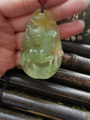 100% Natural Hand-carved Jade Pendant Jadeite Necklace Horse Wealth A-19 • 69$