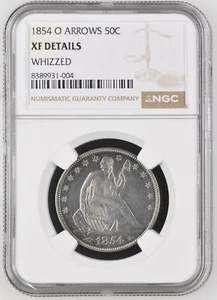 1854-O 50C SEATED LIBERTY HALF ARROWS NGC XF DETAILS - Picture 1 of 2