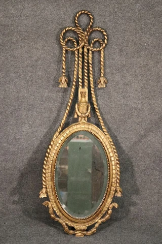 Gilded Italian Rope Tassle Wall Mirror, circa 1950 Cover