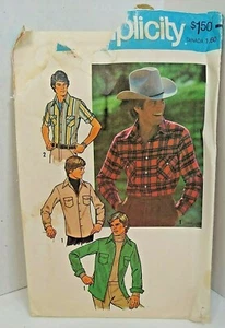 Simplicity 7698 Mens Shirt 1976 Sewing Pattern Size 40 Used - Picture 1 of 5