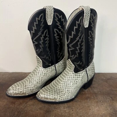 Botas de Vaquero Texas All American Made EE. UU. Beige Negro Mujer Talla 5 1/2 D Western Foto 1 de 4