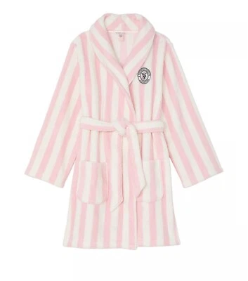 Victoria’s Secret Bata Corta Acogedora Vellón Talla XL/XXL Icónica A Rayas Nueva Foto 1 de 2
