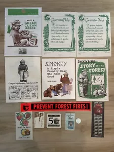 Smokey The Bear Vintage Collectibles Lot, Stickers, Books, Bookmark, and More - Picture 1 of 21