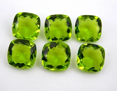 14 MM Lab Created Peridot Cushion Cut Lot Loose Gemstone For Jewelry P-2105 - Image 1 of 4
