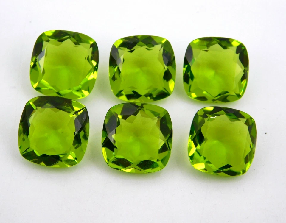 14 MM Lab Created Peridot Cushion Cut Lot Loose Gemstone For Jewelry P-2105 - Image 1 of 4