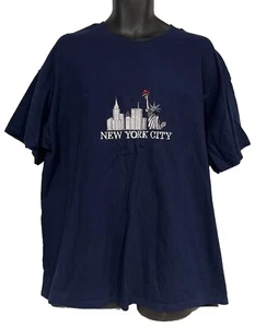 Vintage New York City T Shirt Men’s Size 2XL Navy Blue Embroidered City Skyline - Picture 1 of 5
