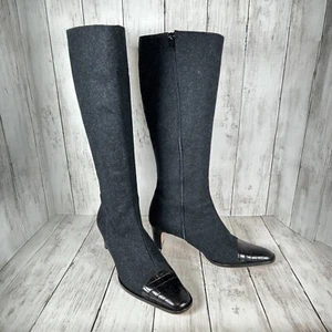 Escada Wool Leather Tall Zip Italian Boot Black 9 B PRISTINE - Picture 1 of 15