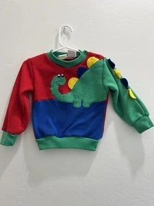 Funkids Dinosaur Sweatshirt Vintage Size 24 Months Pullover Bright Colors 2-31 - Picture 1 of 5