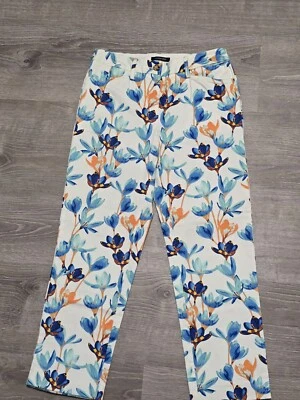 Calça floral Lands' End feminina cintura média perna reta tamanho 4 - Imagem 1 de 4