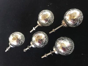 LOT 5 SILVER CRACKED GLASS CABINET DRAWER HANDLE PULLS 1.5” Diameter 3.5” Long - Picture 1 of 5