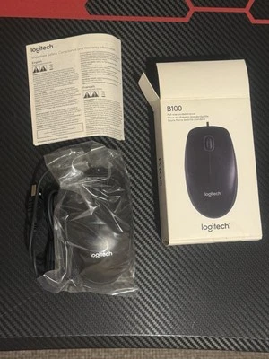 Logitech B100 Wired USB Mouse, 3 Buttons,  Black PC/ Mac/ Laptop - Image 1 of 4
