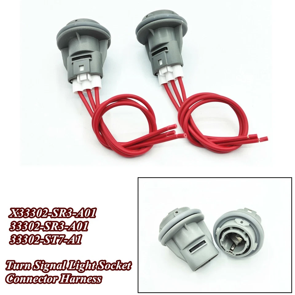 2 Pcs 20cm Turn Signal Light Bulb Socket & Connector Harness Set For Honda Acura - Image 1 of 4