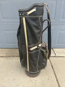 Vintage Burton Mfg Co Golf Bag Black Leather - Picture 1 of 11