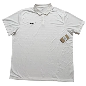 Nike Polo Shirt Mens 2XL Dri-Fit Coach Victory Golf Stretch White Striped NEW - Picture 1 of 6