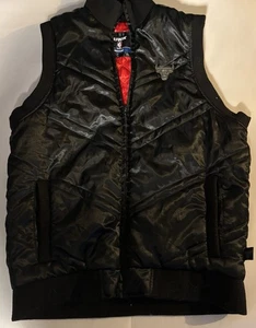 UNK Chicago Bulls Basketball NBA Black Embroidered Sateen Quilted Vest Medium - Picture 1 of 5