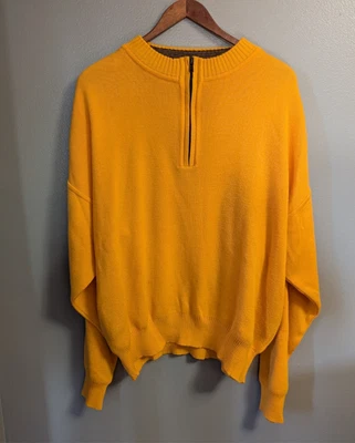 Obermeyer 1/4 Zip Yellow Pullover Wool Blend Sweater Men's Size Large - Image 1 of 4