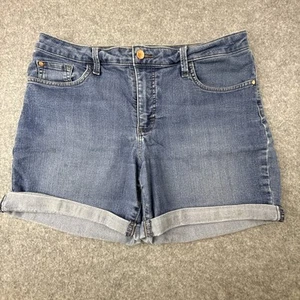 Riders by Lee Jean Shorts Women's Mid Rise Cuffed Leg Cotton Blend Blue Size 14M - Picture 1 of 10
