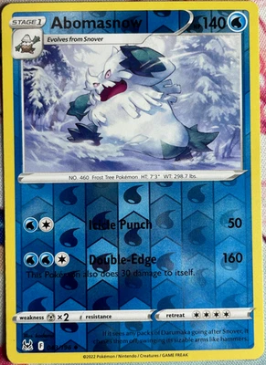 Abomasnow Reverse Holo - 043/196 - Lost Origin Pokemon 2022 - Image 1 of 3
