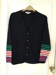 Boden Navy + Colours V Neck Cardigan. 46 in Bust. 25 in Long. - Picture 1 of 6