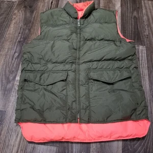 Vintage Sears Puffer Vest Mens M Green Down Full Zip Reversible Hunting Pockets - Picture 1 of 15