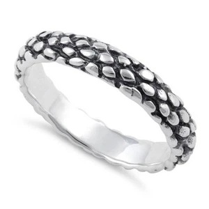 925 Sterling Silver Oxidized Plated Reptile Skin Band Ring - Picture 1 of 2