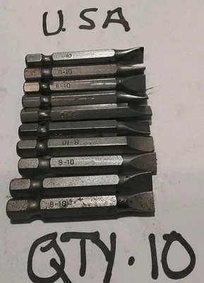 10pc 2" HEX 8- 10 SLOTTED HEX DRIVER BIT SET  USA 🇺🇸 - Image 1 of 3
