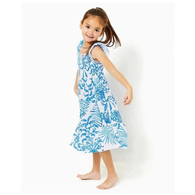 Lilly Pulitzer Girls Mini Jilly Midi Dress Smocked Printed Tiered Kids S 281012 - Image 1 of 4
