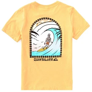 Quiksilver Big Boys Cotton Eternal Shred Logo Graphic T-Shirt Yellow Size S - Picture 1 of 2