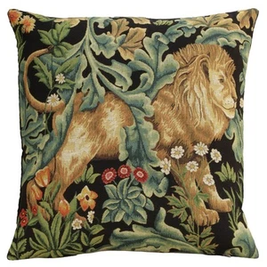 Lion by William Morris European Tapestry Cushion Cover Belgian Pillow 18x18 in - Picture 1 of 15