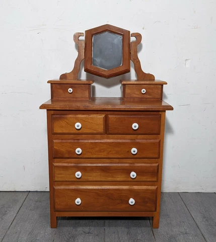 Vintage Apothecary Style Chest Mini Jewelry Cabinet Dresser Rustic Farmhouse Cover