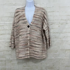 J.Jill Pure Jill Strickjacke Pullover Damen Medium beige Streifen Knopf 3/4 Arm - Bild 1 von 15