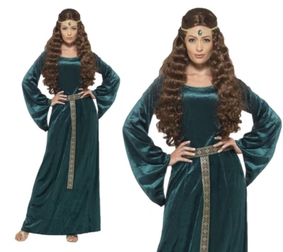 Adult Medieval Maiden Marion Costume Book Week Day Fancy Dress Robin Hood New - Image 1 of 4