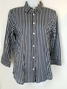 Ralph Lauren Women's Button Up Shirt Blue and White Medium (DI) J009 - Picture 1 of 8