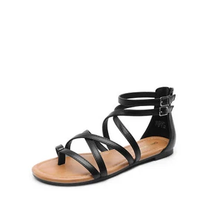 Women Gladiator Cross Flat Sandals Casual Summer Beach Thong Sandals - Picture 1 of 22