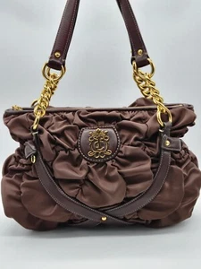Vgt Juicy Couture Handbag Chocolate Shoulder Double Chunky Chain Strap Y2K Crown - Picture 1 of 24