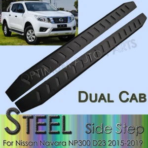 Black Steel Side Steps Running Board to suit Nissan Navara NP300 D23 2015-2024 - Picture 1 of 3