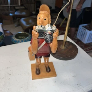 RARE Vintage Romer Italy Hand Carved Wooden Photographer Camera Statue Figurine - Picture 1 of 11