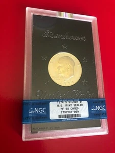 1974 S SILVER $1 US Mint Sealed NGC PF 68 Cameo BEAUTIFUL TONED - Bild 1 von 2