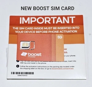 NEW Boost Mobile Sim Card - 5G - Expanded Network-TN For iPhone & Android - 5G - Picture 1 of 1