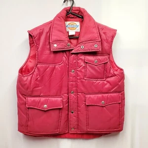 Vintage Mens Dickies RED Puffer Vest Snap Button Closure Size Large 23x25.5 - Picture 1 of 17