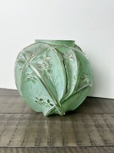 PHOENIX Consolidated Glass Green Vase Martele Vintage