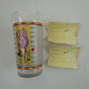 Churchill Downs 123rd Kentucky Derby 1997 Glass Cup Tumbler and 2 Bet Slips - Picture 1 of 6