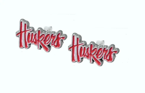 Nebraska Cornhuskers Stud Earrings (Script Huskers) NCAA Licensed Jewelry Cover
