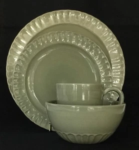 The CELLAR 4-Pc Green Dinnerware Dinner/Salad Plate, Bowl, Cup Set Brand New - Picture 1 of 3