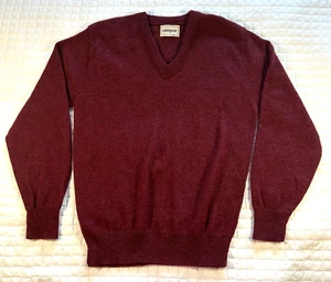 Suéter Campus Mezcla de Lana Cuello en V Granate Pullover Preppy Academia Dad EE. UU. DE COLECCIÓN M/L - Imagen 1 de 9