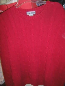 CABIN CREEK Red Cableknit Cotton Crewneck Sweater - SIZE XL - Picture 1 of 2