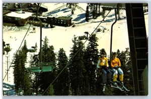 Mt. Postal de colección Reba/Bear Valley, Sierra Nevada, damas de esquí en ascensor (~ década de 1970) - Imagen 1 de 2