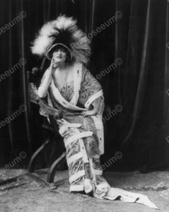 Lady Poses With Large Feather Covered Hat Vintage 8x10 Reprint Of Old Photo - Picture 1 of 1