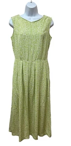 Vintage 80's Esprit Midi Dress Sundress Retro Bright Green Size 7/8 NEW - Picture 1 of 8