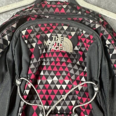 North Face Jester Backpack Pink Gray Triangle Print Travel School Hiking Bag - Image 1 of 4
